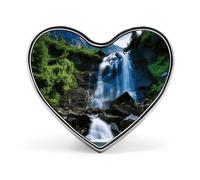 Cute Otter Lapel Pin Cute Heart Brooch Badge Fashion Tie Tack Pin for Hats, Clothing, Bags Unique Accessories Gift for Men & Women, Scenic mountain waterfall, Love form