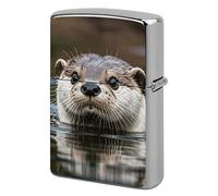 Cute Otter Lighter Case Double-Sided Graffiti Lighter Holder - Metal Lighters Protective Cover, Universal Fit for Standard Lighters, Stylish Gift for Men & Women