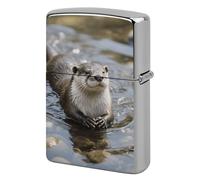 Cute Otter Lighter Case Metal Double-Sided Lighter Cover Pocket Lighters Sleeve Windproof Lighters Accessories for Men Women