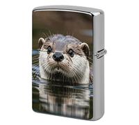 Cute Otter Lighter Case Pouch Double-Sided Metal Lighter Sleeve Scratch & Drop Resistant Lighters Protector Fits Standard Kerosene Lighters Pocket Protective Cover for Camping Party