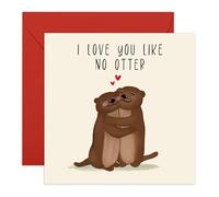 Cute Otter Love Card - ‘I Love You Like No Otter’ Playful Valentine's Day or Anniversary Ideas for Partner, Husband, Wife, Boyfriend, Girlfriend, Him, Her, Babe - Comes with Stickers