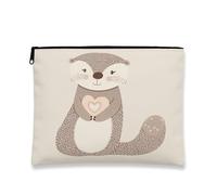Cute Otter Makeup Bag, Cartoon Animal Cosmetic Travel Pouch for Women, Portable Zipper Organizer, Ideal for Everyday Use, Beige, 7x9 Inch, Otter