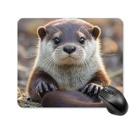 Cute Otter Mouse Pad Square Laptop Mouse Mat Cute Computer Mousepad Keyboard Pad Non-Slip Desk Pads for Gaming Office Work Home 25 * 30cm