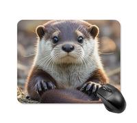 Cute Otter Mouse Pad Square Laptop Mouse Mat Cute Computer Mousepad Keyboard Pad Non-Slip Desk Pads for Gaming Office Work Home 20 * 25cm