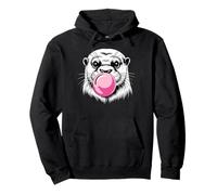 Cute Otter on pink bubble gum Otter Pullover Hoodie