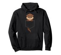 Cute Otter Peeking Out Of Pocket Kawaii Animal Art Pullover Hoodie