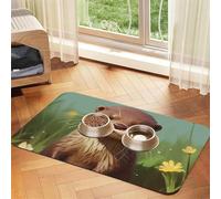 Cute Otter Pet Feeding Mat 40x60cm, Absorbent Dog Mat for Food and Water Bowl, PU Leather Cat Food Mat Waterproof Dog Bowl Mats Quick Dry Pet Placemats-No Stains