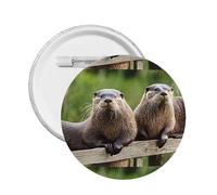 cute otter -Print Custom Round Enamel Pin - Alloy Metal Lapel Badge For Jacket, Bag, Gift Idea.
