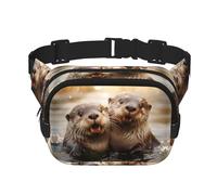 cute otter print Fashion Waist Packs Crossbody Belt Bag Fanny Pack for Women Crossbody for Traveling Running, Black, One Size