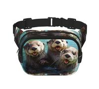 cute otter print Fashion Waist Packs Crossbody Belt Bag Fanny Pack for Women Crossbody for Traveling Running, Black, One Size