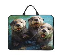Cute Otter Print Laptop Sleeve Case 14 Inch, Shockproof Protective Laptop Cover Briefcase Carrying Computer Bag