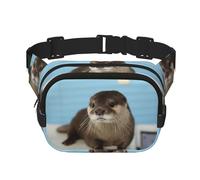 cute otter Print Men and Women Square Double Layer Waist Bag Workout Crossbody Travel Waist Bag, Black, One Size