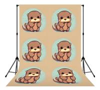 Cute Otter Print Photo Studio Background 5x7ft Soft Photo Backdrop Curtain For Studio Content Creator Equipment