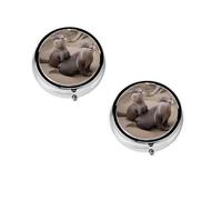 Cute Otter Print pilldispenser, Round Organizer, 3 Compartment Small Case for Purse & Pocket, Portable Medicine Box for Travel