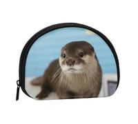 Cute Otter Print Portable Mini Storage Bag Shell Shaped Wallet Small Coin Wallet Shell Storage Bag