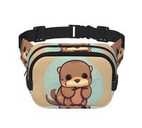 cute otter Print Square Double Layer bag Waist Bag Trendy Pack Travel Bag with Adjustable Bel, Black, One Size