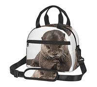 Cute Otter Print Water Resistant Lunch Bag/Thermal Insulation Lunch Box,for School, Work, Adults, Men, Women, Boys, Kids, Picnic