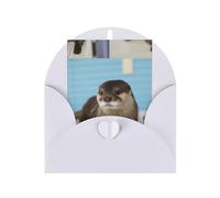 Cute Otter Printing Blank Pearl Paper Greeting Card,Vertical Notecards Designs, Envelopes For Thank You, Invitations