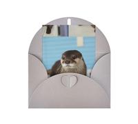 Cute Otter Printing Blank Pearl Paper Greeting Card,Vertical Notecards Designs, Envelopes For Thank You, Invitations