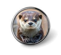 Cute Otter Round Badge Personalized Metal Lapel Pin Badges Fit Clothing Bags Hat Humorous Printed Brooch Badge Party Decorations Accessories for Men Women