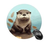 Cute Otter Round Mouse Pad 7.8 Inch, Portable Gaming Mouse Mat with Non-Slip Rubber Base & Smooth Surface, Waterproof Mousepad for PC, Laptop, Computer, Office, Home