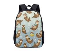 Cute Otter Seaweed Art 17 Inch Backpack for School Kids Teens Animal Print Student Laptop Bag Rucksack (04)