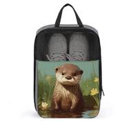Cute Otter Shoe Bag Travel Shoe Organizer Water-Resistant Shoe Pouch with Zipper Sneaker Dust Bag, gray, One Size, Modern