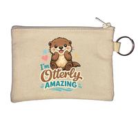 Cute Otter Showing Excited Happiness Key Chain Coin Purse Beige