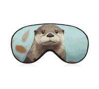 Cute Otter Sleep Mask for Women Men Side Sleeper Eye Cover with Adjustable Strap Soft Breathable Blackout Mask Slip-Free Deep Sleeping Travel Essentials