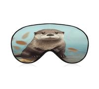 Cute Otter Sleep Mask for Women Men Soft Breathable Sleep Eye Mask Soft Eye Cover Light Blocking Sleeping Masks Adjustable Blindfold for Travel Home Office Naps & Gifts