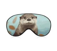 Cute Otter Sleep Mask for Women Men, Soft Eye Mask with Adjustable Strap for Sleeping, Light Blocking Travel Blindfold for Nap Comfortable Eye Cover for Home Office