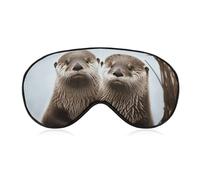 Cute Otter Sleep Mask for Women Men, Soft Eye Mask with Adjustable Strap for Sleeping, Light Blocking Travel Blindfold for Nap Comfortable Eye Cover for Home Office
