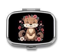 Cute Otter Travel Pill Organizer 2 Compartments Pill Case Pill Box Containers for Purse Pocket