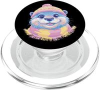 Cute Otter Winter Portrait Colorful Coastal Creature Graphic PopSockets PopGrip for MagSafe