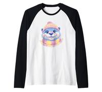 Cute Otter Winter Portrait Colorful Coastal Creature Graphic Raglan Baseball Tee