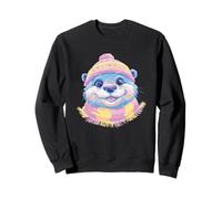 Cute Otter Winter Portrait Colorful Coastal Creature Graphic Sweatshirt