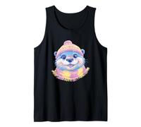 Cute Otter Winter Portrait Colorful Coastal Creature Graphic Tank Top