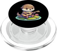 Cute Otter With Guitar On Lily Pad By Lotus Flower PopSockets PopGrip for MagSafe