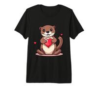 Cute Otter with Heart and Love Valentine's Day Premium T-Shirt