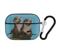 Cute Otters AirPods Pro Case Cover with Keychain Ring PC Hard Shell Protective Case for AirPods Pro 2nd for Women Men Generation Easy Open Full Drop Protection Cover Black-Style