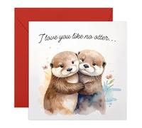 Cute Otters Anniversary Card - I Love You Like No Otter - Romantic Love Card for Boyfriend, Girlfriend, Husband, Wife, Spouse, Fiance, Babe, Him, Her - Comes with Sweet Stickers