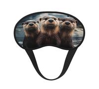 Cute Otters Blackout Sleep Mask - Soft Adjustable Eye Mask for Full Light Blocking, Deep Sleep, Travel & Relaxation