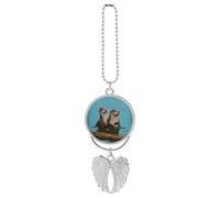 Cute Otters Car Hanging Ornament Rear View Mirror Pendant Lucky Presents Hanging Ornament Funny Car Pendant for Office Auto Home Decoration Silver-style