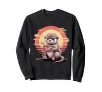 Cute Otters Eating Ramen Noodles Otter Kawaii Food Scene Sweatshirt
