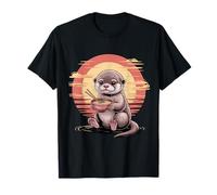 Cute Otters Eating Ramen Noodles Otter Kawaii Food Scene T-Shirt