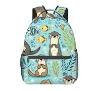 Cute Otters Fun Ocean Fish Daypack Causal Rucksack Large School Bag For Hunting Work Treeking 29X40Cm