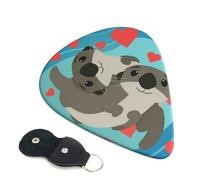 Cute otters Guitar Picks, 6 Pcs Guitar Plectrums double-sided printing, suitable for acoustic, electric and bass guitars, including 0.46 mm 0.71 mm 0.96 mm