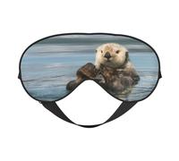 Cute Otters in The Sea Eye Mask Sleep Mask Cover for Sleeping with Adjustable Strap Blackout Eye Blinder Pads for Travel