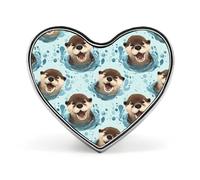 Cute Otters Pattern Novelty Brooches & Pins Heart Personalised Metal Lapel Badge With Butterfly Clutch Clasp