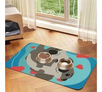 Cute otters print Cats Pet Bowl Placemat Pet Feeding Mats for Dogs, Non-Slip PU Leather Tablecloth for Pets